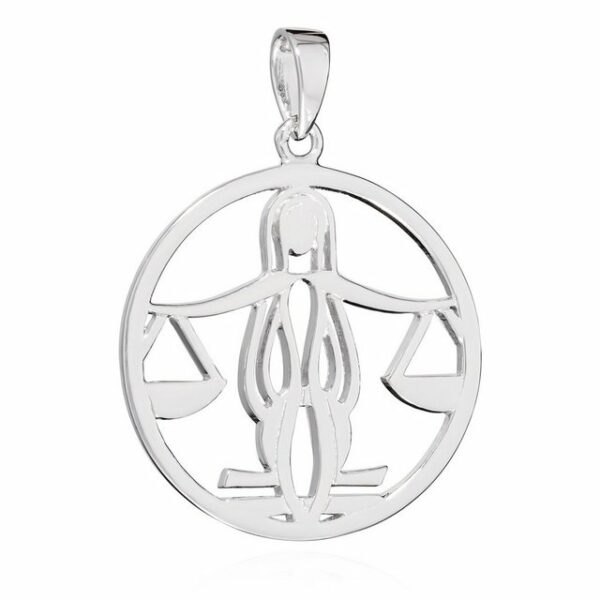 NKlaus Kettenanhänger 21mm Kettenanhänger Sternzeichen Waage 925 Silber glanz Anhänger Zodia