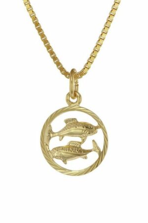 trendor Kette mit Anhänger Sternzeichen Fische 333 Gold + goldplattierte Kette