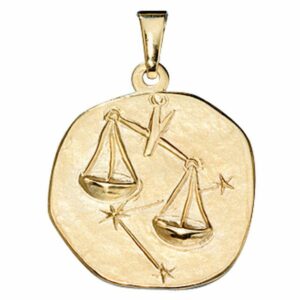 Schmuck Krone Kettenanhänger Sternzeichen Waage - Anhänger aus 333 Gold Gelbgold Halsschmuck Unisex