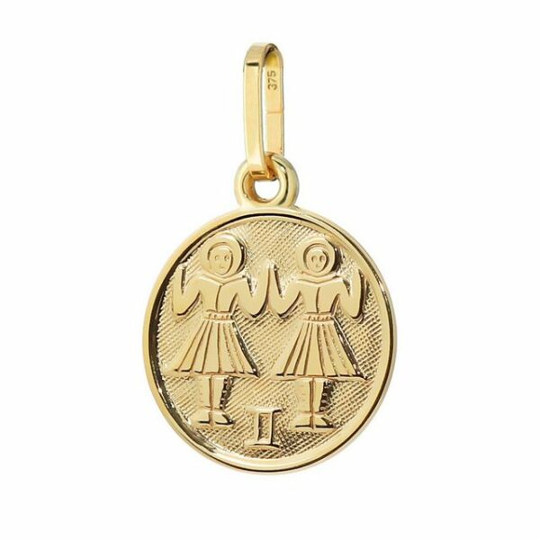 NKlaus Kettenanhänger Kettenanhänger Zwillinge Sternzeichen 375 Gelb Gold 9 Karat 12mm Horos