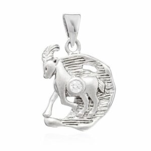 NKlaus Kettenanhänger Kettenanhänger Sternzeichen Steinbock 925 Silber Zirkonia weiß Zodiac