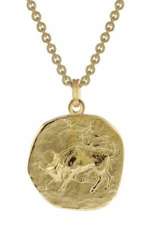 trendor Kette mit Anhänger Stier Sternzeichen Ø 20 mm Gold auf Silber