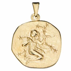 Schmuck Krone Kettenanhänger Sternzeichen Jungfrau - Anhänger aus 333 Gold Gelbgold Halsschmuck Unisex