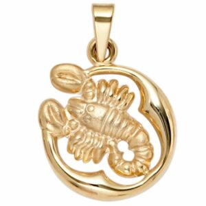 Schmuck Krone Kettenanhänger Anhänger Sternzeichen Skorpion 375 Gold Gelbgold teilmattiert Horoskop