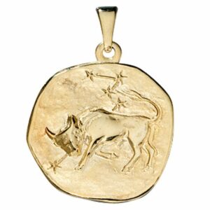 Schmuck Krone Kettenanhänger Sternzeichen Stier - Anhänger aus 333 Gold Gelbgold Halsschmuck Unisex