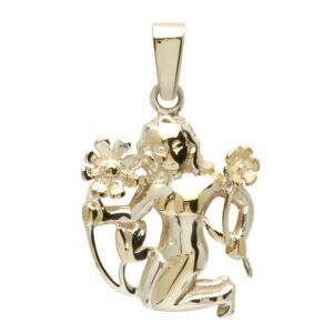 OSTSEE-SCHMUCK Kettenanhänger - Tierkreiszeichen Jungfrau - Gold 585/000 -