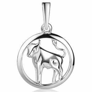 Materia Sternzeichenanhänger Unisex Silber Stier / Taurus rund Ø15mm KA-492