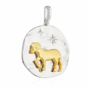 NKlaus Kettenanhänger 17mm Kettenanhänger Sternzeichen Steinbock 925 Silber Zodiac gold weiß