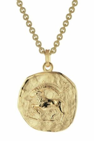 trendor Kette mit Anhänger Steinbock Sternzeichen Ø 20 mm Gold auf Silber