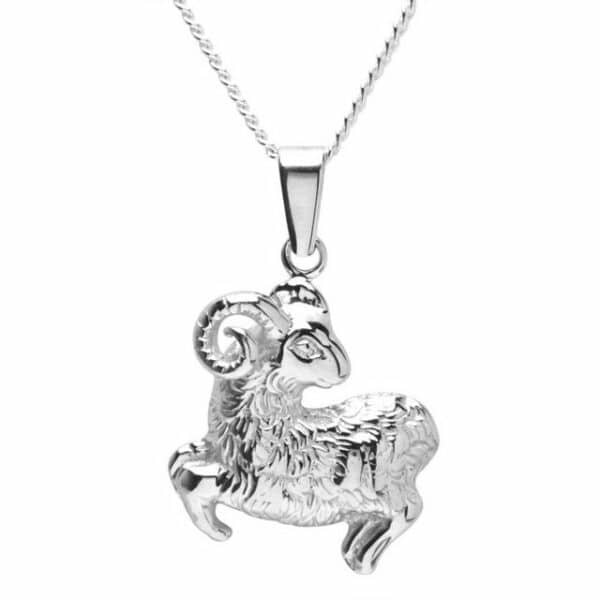 OSTSEE-SCHMUCK Kette mit Anhänger - Tierkreiszeichen Widder - Silber 925/000 -