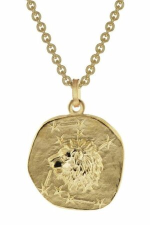 trendor Kette mit Anhänger Löwe Sternzeichen Ø 20 mm Gold auf Silber