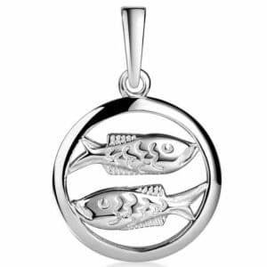 Materia Sternzeichenanhänger Unisex Silber Fische / Pisces rund Ø15mm KA-490