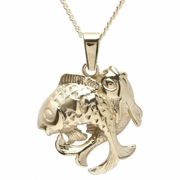 OSTSEE-SCHMUCK Kette mit Anhänger - Tierkreiszeichen Fische - Gold 333/000 -