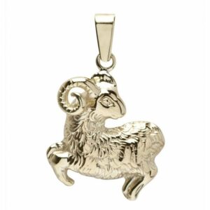 OSTSEE-SCHMUCK Kettenanhänger - Tierkreiszeichen Widder - Gold 585/000 -