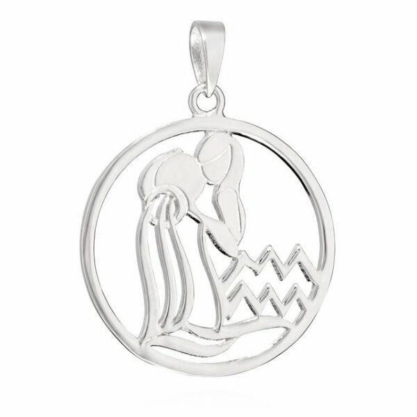 NKlaus Kettenanhänger 21mm Kettenanhänger Sternzeichen Wassermann 925 Silber glanz Anhänger