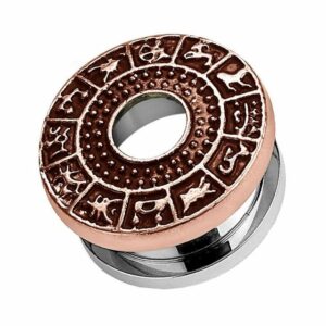 Taffstyle Plug Piercing mit Sternzeichen aus Edelstahl Bronze IP