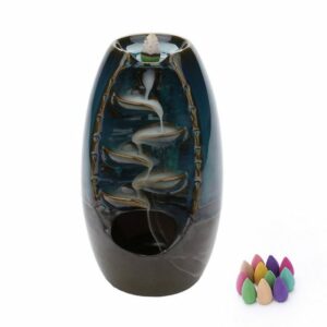 Lospitch Räucherstäbchen-Halter Räuchergefäß mit 120er Cones Keramischer Keramik Wasserfall
