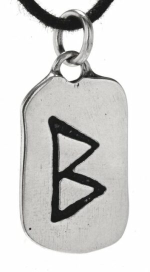 Kiss of Leather Kettenanhänger Rune Berkana 925 Sterling Silber Buchstabe B