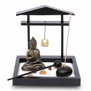 Flanacom Buddhafigur Zen Garten Buddha Figur - Räucherstäbchenhalter (Set