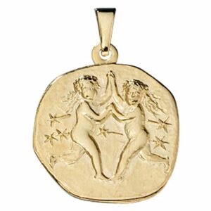 Schmuck Krone Kettenanhänger Sternzeichen Zwilling Zwillinge - Anhänger aus 333 Gold Halsschmuck Unisex