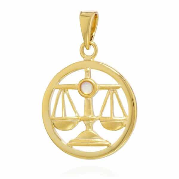 NKlaus Kettenanhänger 15mm Kettenanhänger Sternzeichen Waage 333 Gelbgold 8 Karat echt Opal
