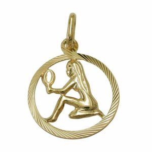 Schmuck Krone Kettenanhänger Anhänger Kettenanhänger Sternzeichen Jungfrau aus 375 Gold Gelbgold Unisex