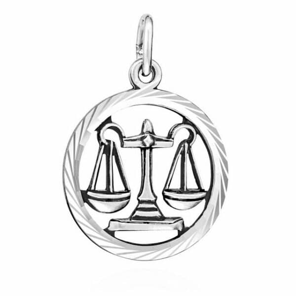 NKlaus Sternzeichenanhänger 18mm Sternzeichen Waage oxidiert 925 Silber diamantiert Kettenanhänger