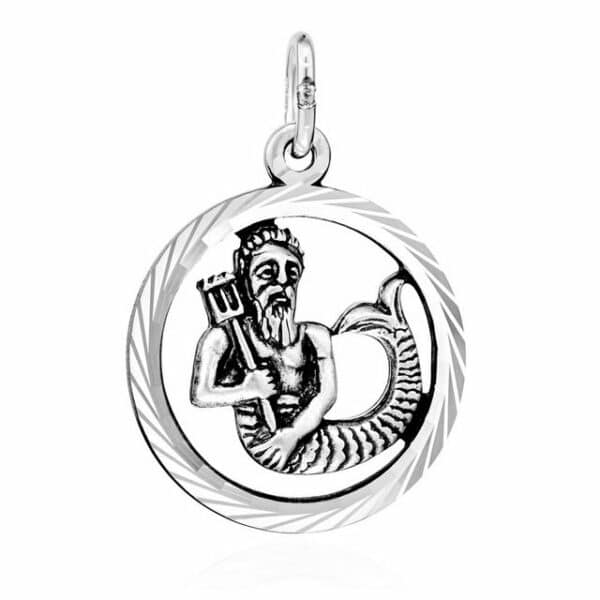 NKlaus Sternzeichenanhänger 18mm Sternzeichen Wassermann oxidiert 925 Silber Anhänger diamantiert