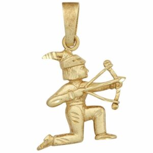 Schmuck Krone Kettenanhänger Anhänger Schütze Horoskop Sternzeichen 925 Silber vergoldet mattiert Halsschmuck