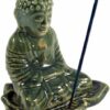 Guru-Shop Räucherstäbchen-Halter Räucherstäbchenhalter Buddha aus Keramik grün -..