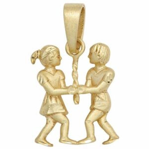Schmuck Krone Kettenanhänger Anhänger Zwilling Horoskop Sternzeichen 925 Silber vergoldet mattiert