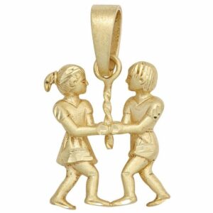 Schmuck Krone Kettenanhänger Anhänger Zwilling Horoskop Sternzeichen 925 Silber vergoldet mattiert