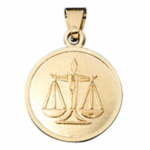 Schmuck Krone Kettenanhänger Waage - Ketten Anhänger Goldanhänger 333 Gold rund Halsschmuck Unisex