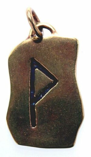 Kiss of Leather Kettenanhänger Rune Runen Anhänger Bronze Buchstabe W Wunjo / Wynn Glück