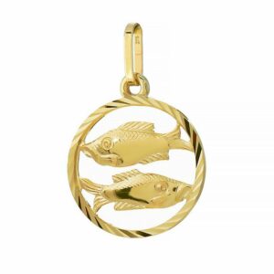 NKlaus Kettenanhänger Kettenanhänger Fisch Sternzeichen 375 Gelb Gold 9 Karat 15mm Horoskop