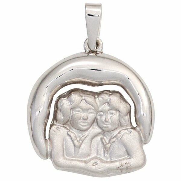 Schmuck Krone Kettenanhänger Sternzeichen Anhänger Zwilling aus 925 Silber teilmatt Halsschmuck Damen