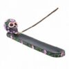 Horror-Shop Dekofigur Sugar Skull mit Blüten Räucherstäbchen Halter