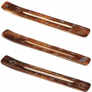 Marrakesch Orient & Mediterran Interior Räucherstäbchen-Halter 3er Set Räucherstäbchenhalter aus Mango Holz Gagik 26cm lang Braun