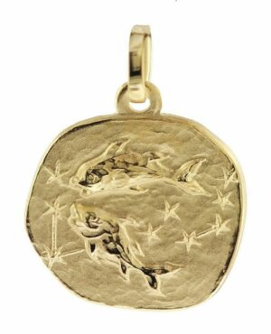 trendor Runder Anhänger Sternzeichen- Fische 585 Gold 16 mm