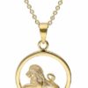 trendor Kette mit Anhänger Sternzeichen Löwe Gold 333 mit Peridot + vergoldete Kette