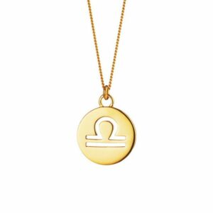 CAÏ Kette mit Anhänger Waage Sternzeichen 925/- Sterling Silber vergoldet