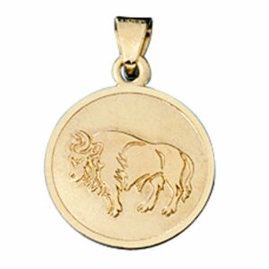 Schmuck Krone Kettenanhänger Stier - Ketten Anhänger Goldanhänger 333 Gold rund Halsschmuck Unisex