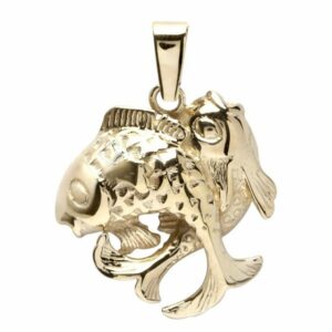 OSTSEE-SCHMUCK Kettenanhänger - Tierkreiszeichen Fische - Gold 333/000 -