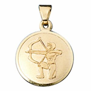 Schmuck Krone Kettenanhänger Schütze - Ketten Anhänger Goldanhänger 333 Gold rund Halsschmuck Unisex