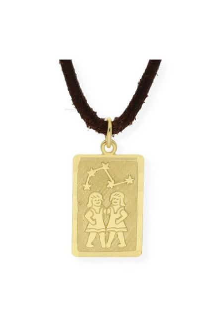 JuwelmaLux Lederband Halskette Gold/ Leder Sternzeichen Zwilling (1-tlg)