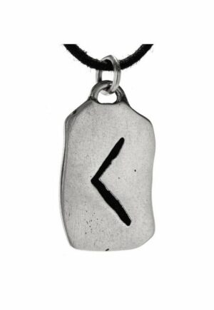 Kiss of Leather Kettenanhänger Rune Kenaz 925 Sterling Silber Buchstabe K