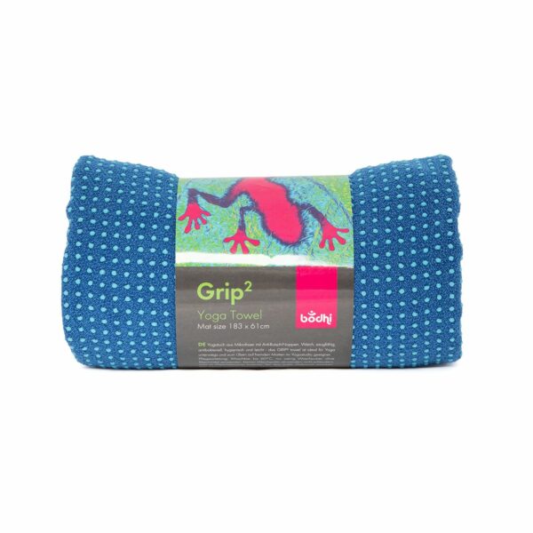 Grip² Yoga Towel zweifarbig: blau mit Antirutschnoppen aqua