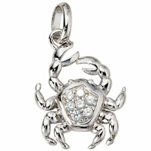 Schmuck Krone Kettenanhänger Sternzeichen Krebs Anhänger mit Zirkonia 925 Silber rhodiniert Damen