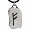 Kiss of Leather Kettenanhänger Rune Fehu 925 Sterling Silber Buchstabe F