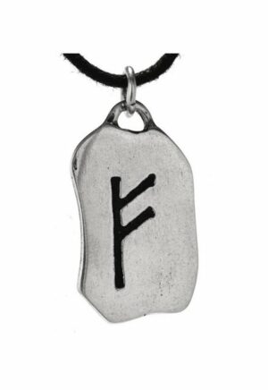 Kiss of Leather Kettenanhänger Rune Fehu 925 Sterling Silber Buchstabe F